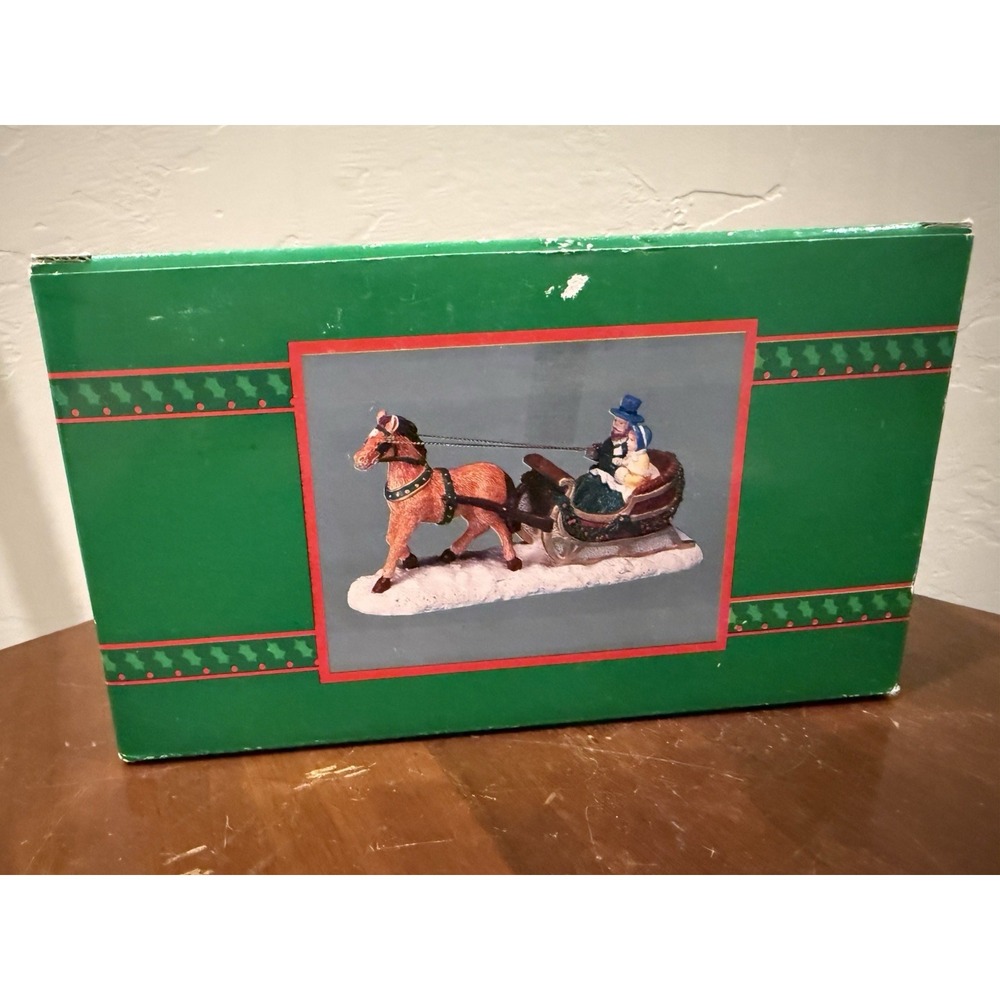 Vintage House of Lloyd Christmas Sleigh Ride Horse Village Figurine with Box